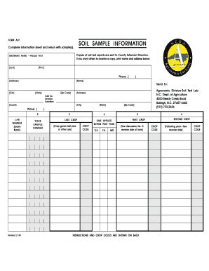 Fillable Online Soil Ncsu Form Ad Soil Sample Information Soil Ncsu