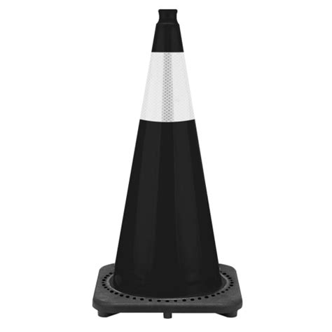 28 Black Traffic Cone Black Base 7 Lbs W 6 Reflective Collar SD2K