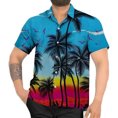 Camicia Da Uomo Albero Di Cocco Camicia Hawaiana Stampata In 3D Camicia