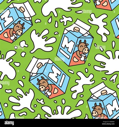 Seamless Pattern Package Of Milk Cute Seamless Pattern Vector Pattern