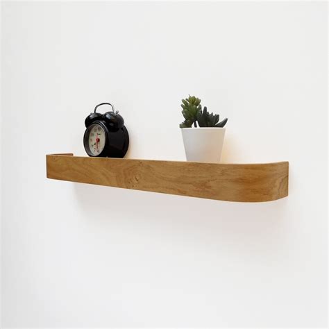 Mid Century Floating Ledge Shelf Modern Rounded Edge Oak Wall Etsy