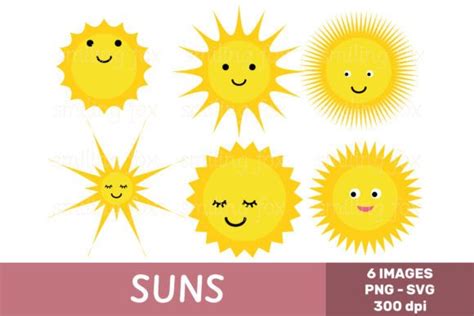 Sun Clip Art, Spring and Summer Clipart Graphic by Let´s go to learn ...