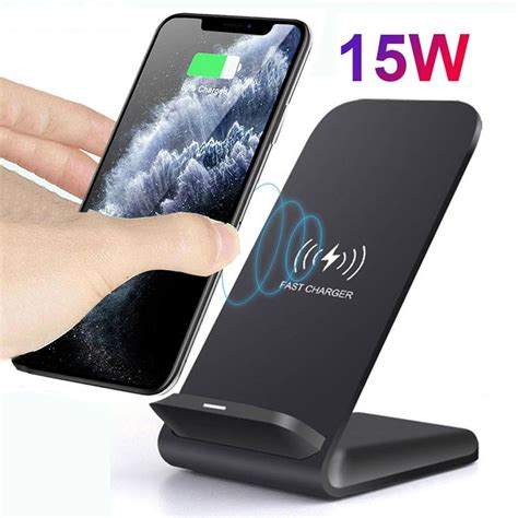 15W Qi Wireless Charger Stand For IPhone SE2 X XS MAX XR 11 Pro 8 ...