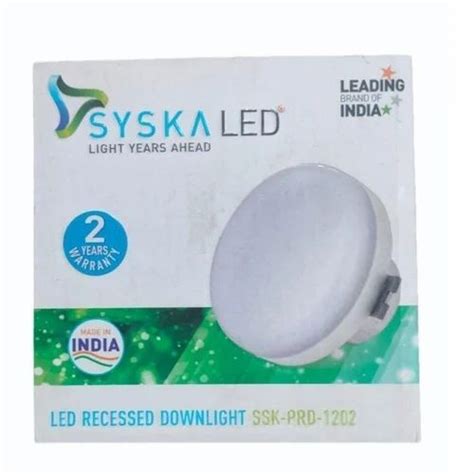 5W Round Syska SSK PRD 1202 9W White Downlight 6500K At Rs 189 Box In