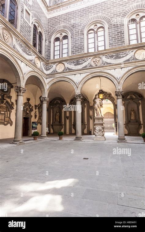 The Inner Courtyard Of The Palazzo Medici Riccardi In Florence Italy