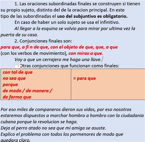 Unidad Uso Del Subjuntivo En Las Oraciones Subordinadas De Fin