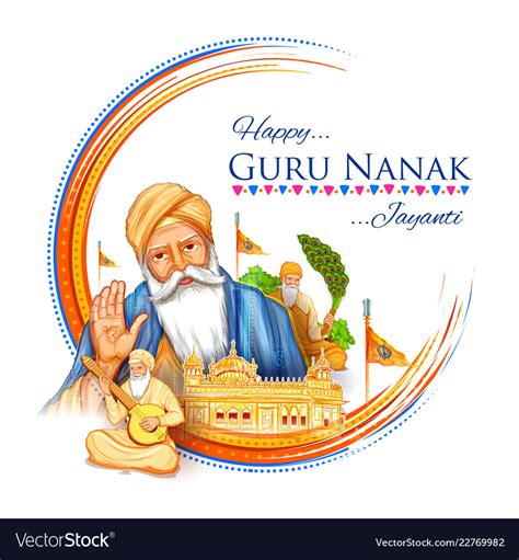 Happy Gurpurab Guru Nanak Jayanti Festival Vector Image