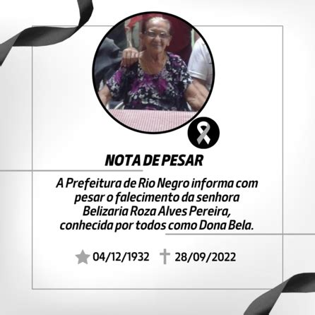 Nota De Pesar Prefeitura Municipal De Rio Negro