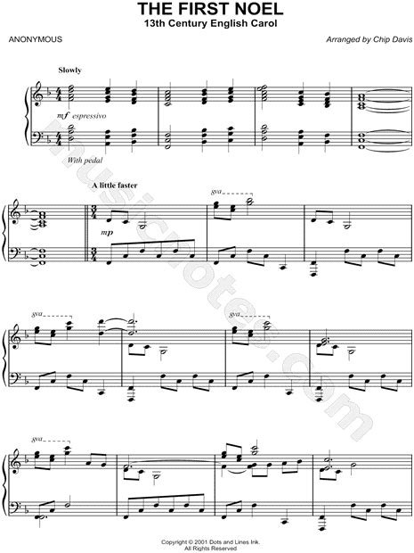 Mannheim Steamroller The First Noel Sheet Music Piano Solo In F