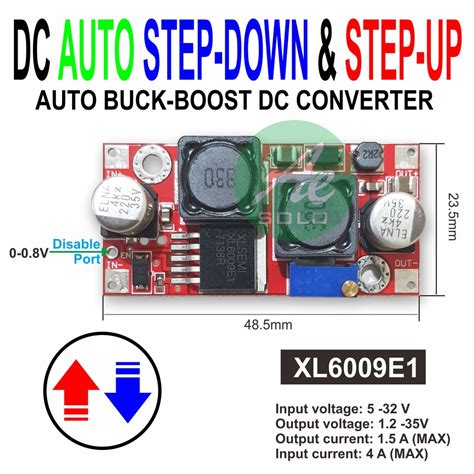 Jual BUCK BOOST DC PCB MERAH XL6009 AUTO STEP UP STEP DOWN STABILIZER