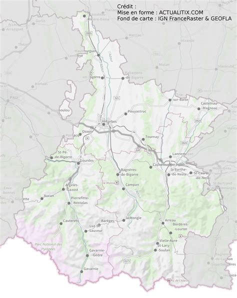 Carte des Hautes-Pyrénées - Hautes-Pyrénées carte du département 65