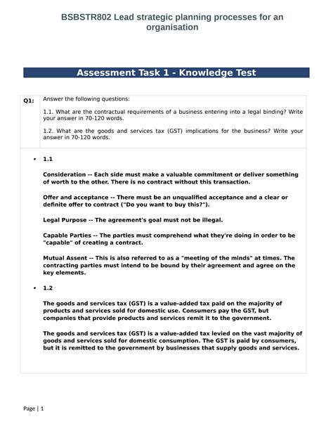 Solution Bsbstr Assessment Task Docx Studypool