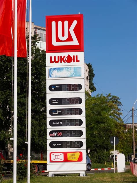 Lukoil gas station prices. editorial stock image. Image of building - 119106214