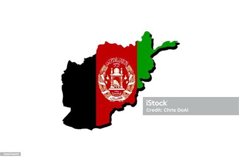 Silhouette Of The Map Of Afghanistan With Its Flag Stock Illustration