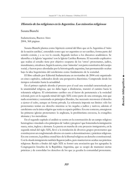 Historia De Las Religiones En La Argentina