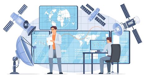 Satellites Et Concept De Surveillance Avec Symboles De Données