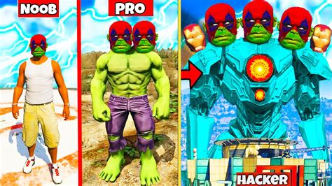 UPGRADING NOOB GREEN HULK FRANKLIN INTO GOD MONSTER SUPER HACKER 3