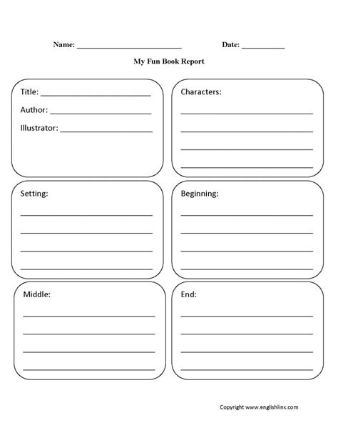 Englishlinx Book Report Worksheets Regarding Th Grade Book Report