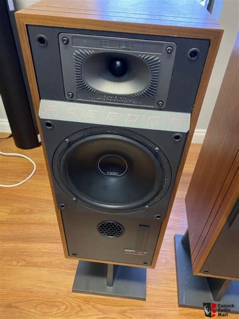 Mission Freedom Floorstanding Speakers Walnut Pair W Stands Photo