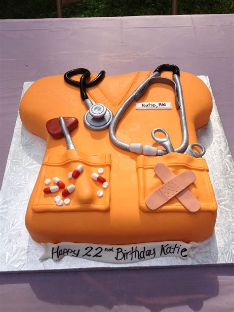 Katies Nurse Scrub Birthday Cake Nurse Cake Rn Retirement Cakes