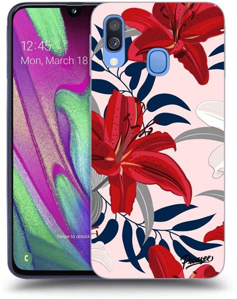 Silikonowe Przeźroczyste Etui Na Samsung Galaxy A40 A405F Red Lily