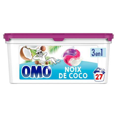 Lessive Capsule 3En1 Noix De Coco OMO la boîte de 27 capsules à Prix