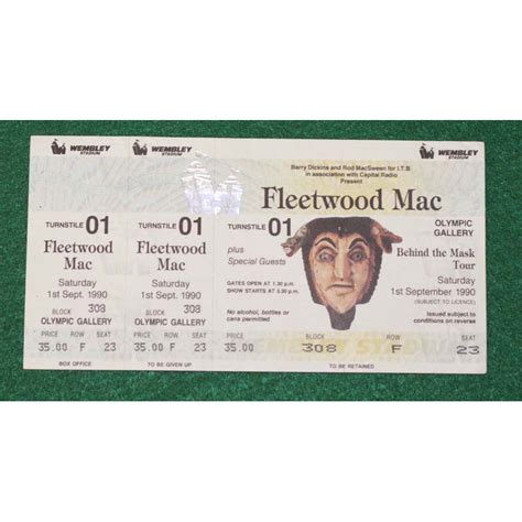 Fleetwood Mac Fleetwood Mac Wembley Ticket 1990 90 Ticket