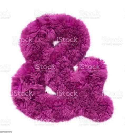 Pink Fur Alphabet Furry Ampersand Sign Isolated On White Background 3d