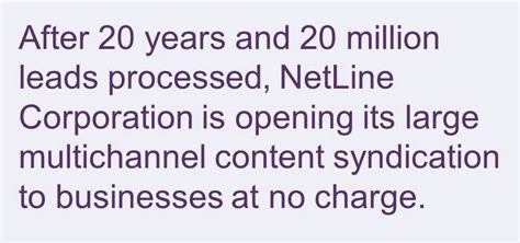 Netline Corporation Launches Free B B Content Syndication Service