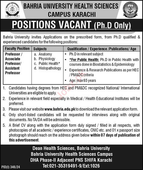 Bahria University Karachi Jobs 2024 2025 Job Advertisement Pakistan