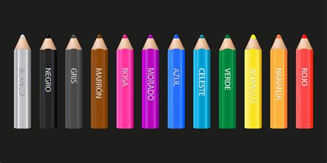 12 Colorful Wooden Pencils Names Of Colors Rojo Naranja Amarillo