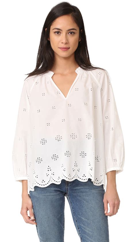 Eyelet Blouse With Scallop Trim