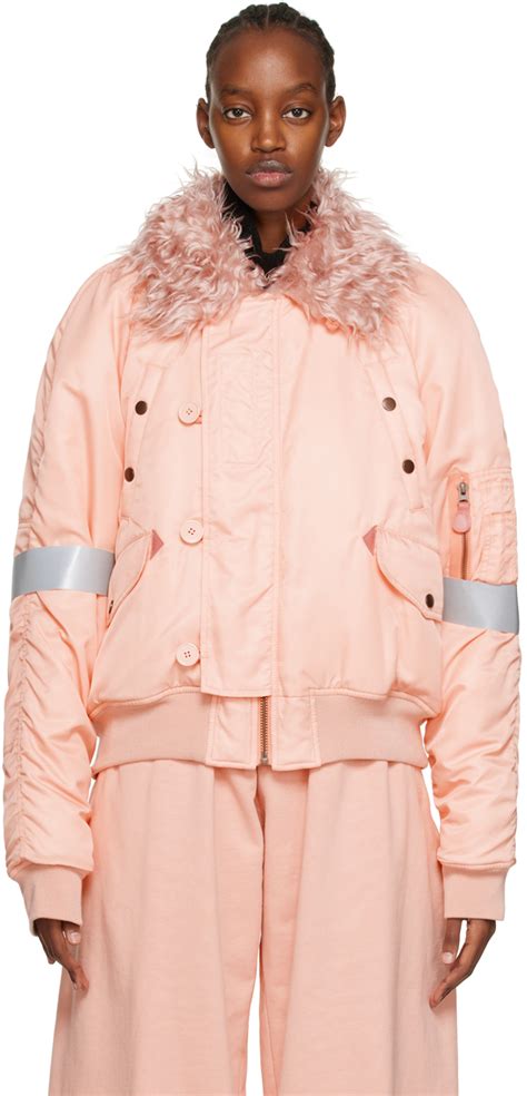 Mm Maison Margiela Blouson Aviateur Isol Rose Ssense France