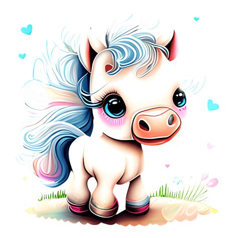 Happy Fluffy Little White Horse Graphic · Creative Fabrica