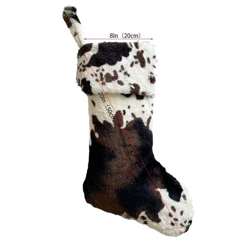 3 Pack Personalized Cow Print Christmas Stockings With Wood Name Tags