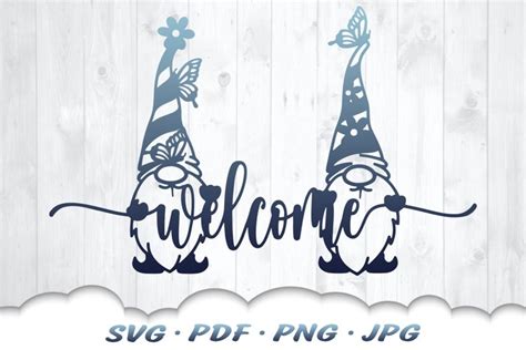 Floral Garden Gnome Welcome Sign Svg Cut Files 1378139