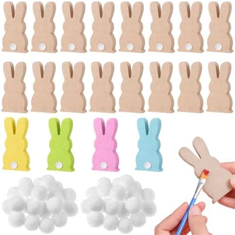 Amazon Gerrii 20 Pcs Easter Wooden Bunny Cutouts Unfinished Bunny