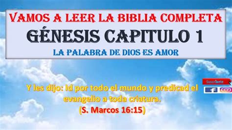 Génesis Capitulo 1 Versículo 1 Al 31 Vamos A Leer La Biblia