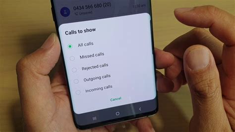 Samsung Galaxy S10 S10 Set Call Logs To Show All Calls Missed