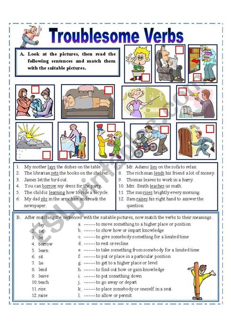 Troublesome Verbs Esl Worksheet By Missola