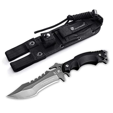 Hx Outdoors Fixed Blade Knives With Molle Sheath Full Tang Tanto Blade Bushcraft Companion Knife