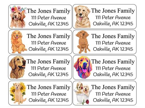 Return Address Labels Golden Retriever Dogs Custom Address Labels ...