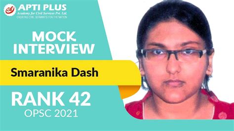 Smaranika Dash Rank Opsc Mock Interview Youtube