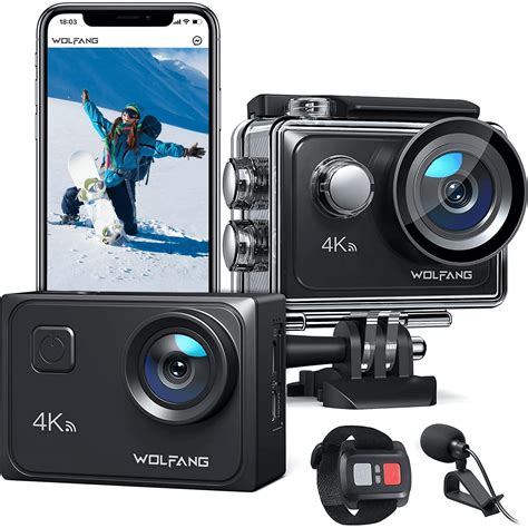 WOLFANG Sport Camera 4K Action Cam 60FPS 24MP 40M Underwater Camera Waterproof EIS Stabilization ...