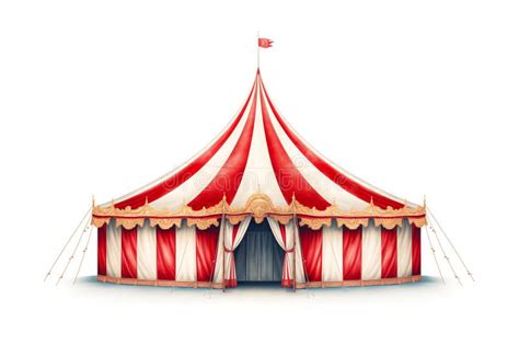 A Large Red And White Circus Tent With A Flag On Top Stock Illustration