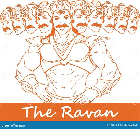 Sketch of Ten Head Ravana or Dashakanta Ravan Outline Editable Vector ...