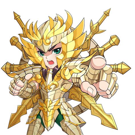 The Character Is Dressed In Gold And Has Two Arms Outstretched With