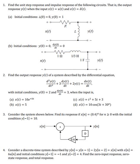 Solved Find The Unit Step Response And Impulse Response Chegg