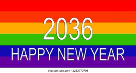 2036 Colorful Rainbow Background Year Number Stock Illustration