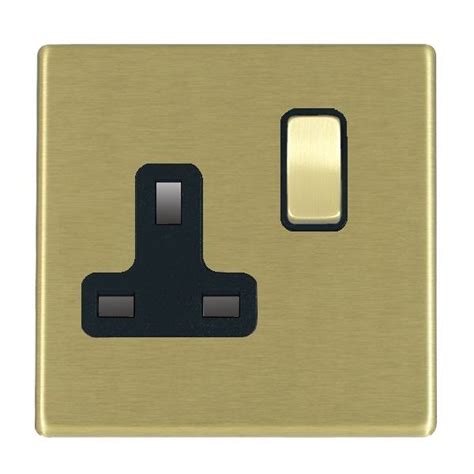 Hamilton Hartland Cfx Satin Brass 1 Gang 13a Double Pole Switched Socket With Satin Brass Rocker